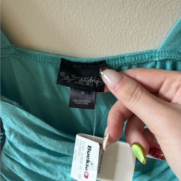 Y2K Deadstock Daytrip Teal and Black Black Beaded Top - Picture 3 of 9